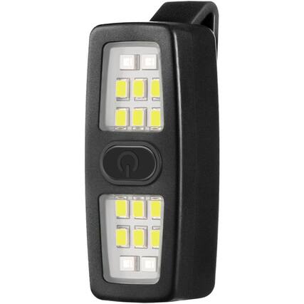 Front. Schertz - Rechargeable EDC Clip-On Flashlight – Hands-Free Running Light, Black.