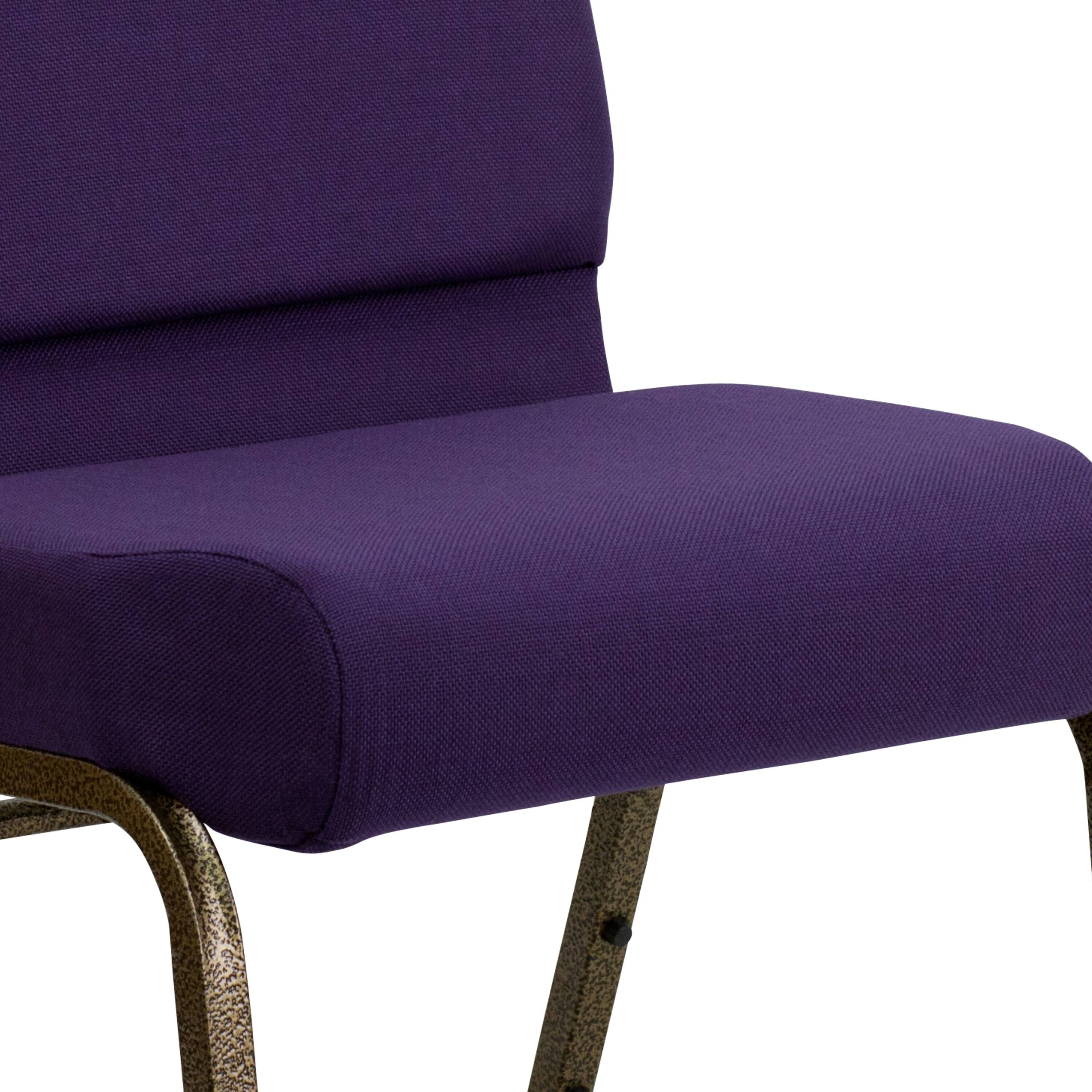 Alt View 9. Emma + Oliver - 21"W Stackable Church/Reception Guest Chair - Royal Purple Fabric/Gold Vein Frame.