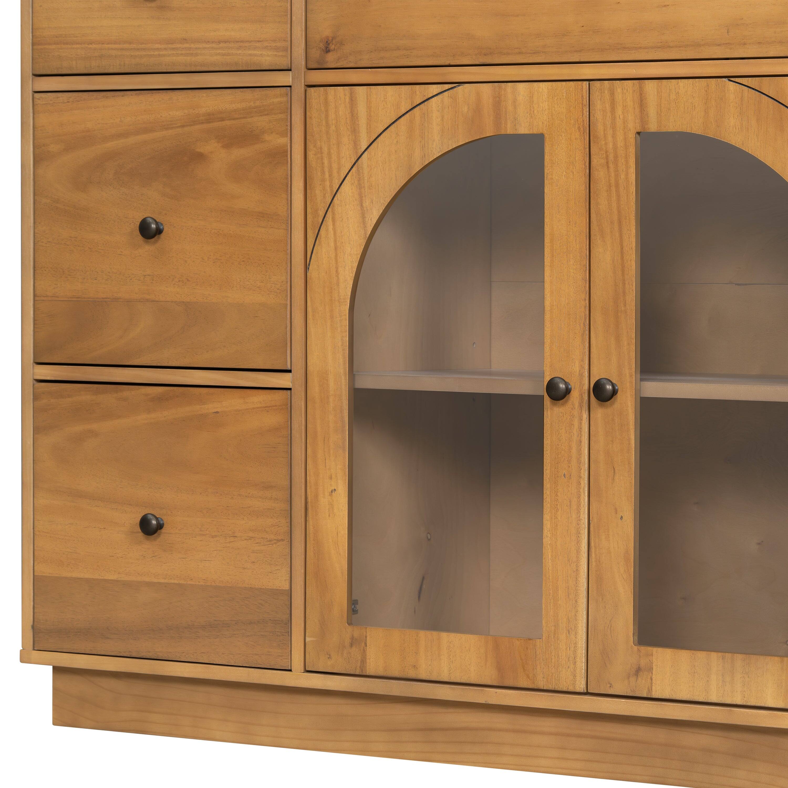 Alt View 9. Boyel Living - Large Entryway Storage Cabinet with Two Doors Seven Drawers Natural Wood Buffet Sideboard - Natural.