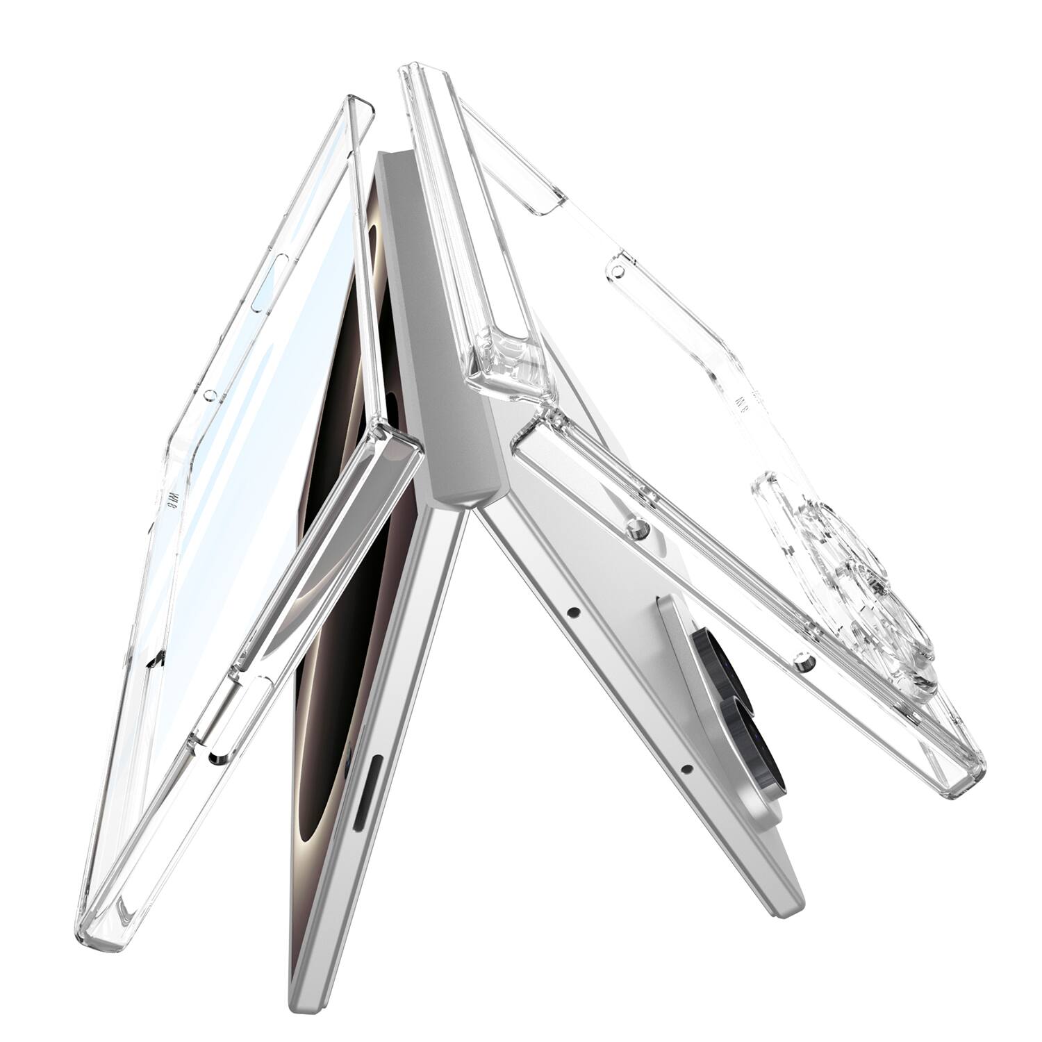 Back. Dteck - Hinge Protection Case for Samsung Galaxy Z Fold8 with Built-in Screen Protector,Slim Shock-Absorbent Rugged Clear Cover - Clear.