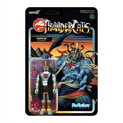 A WARNING: CHOKING HAZARD
ADULT COLLECTIBLE - NOT A TOY
AGES 14+
SUPER7
THUNDERCATS
MUMM-RA
ACTION FIGURE
ReAction FIGURES