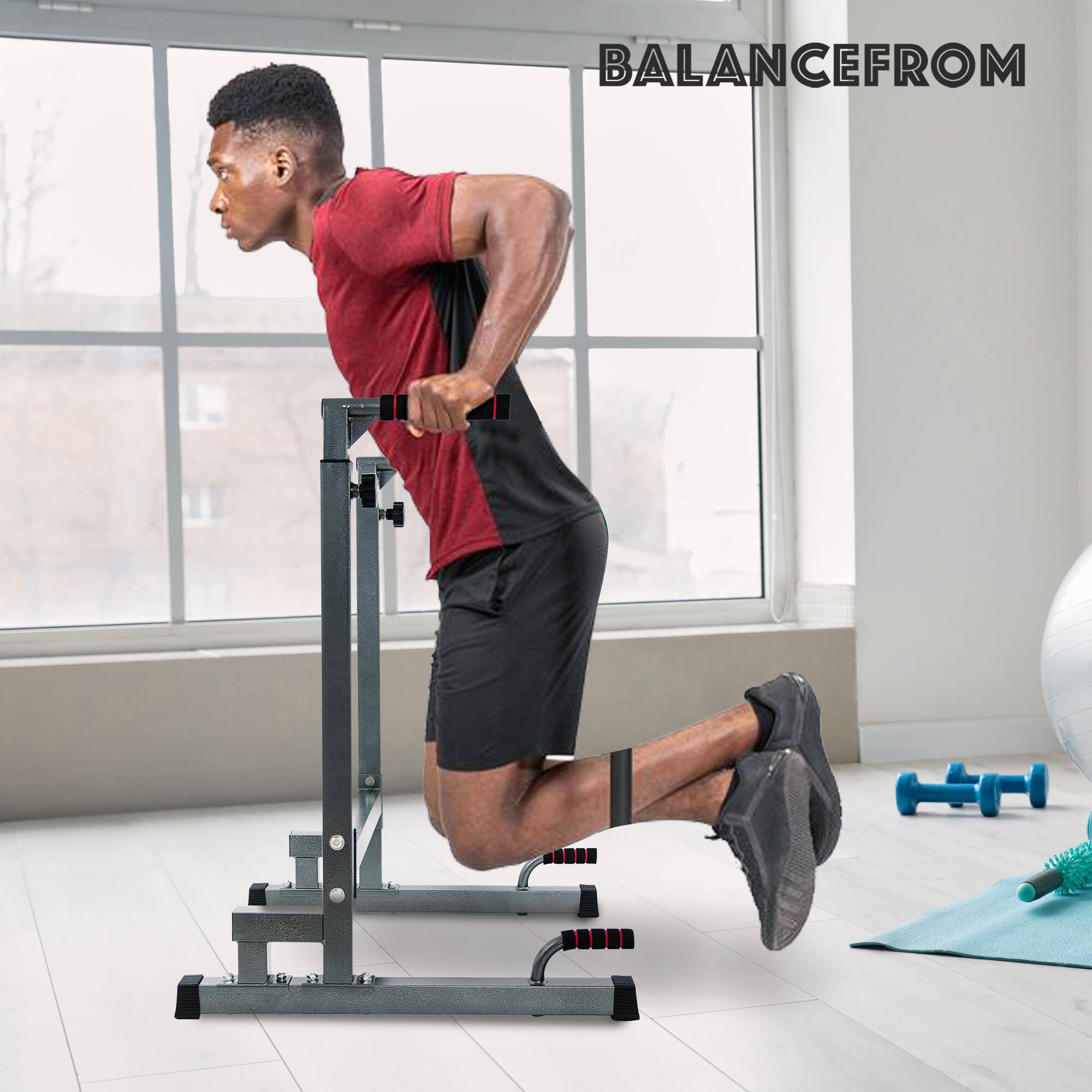 Alt View 4. BalanceFrom Fitness - BalanceFrom Multi Function Home Gym Exercise Dip Stand, 500lb Capacity, Gray - Gray.