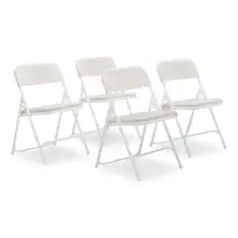 National Brand - 800 Series Plastic Folding Chair Supports Up to 500 lb 18 Seat Height Bright Seat Base 4/Carton - White
