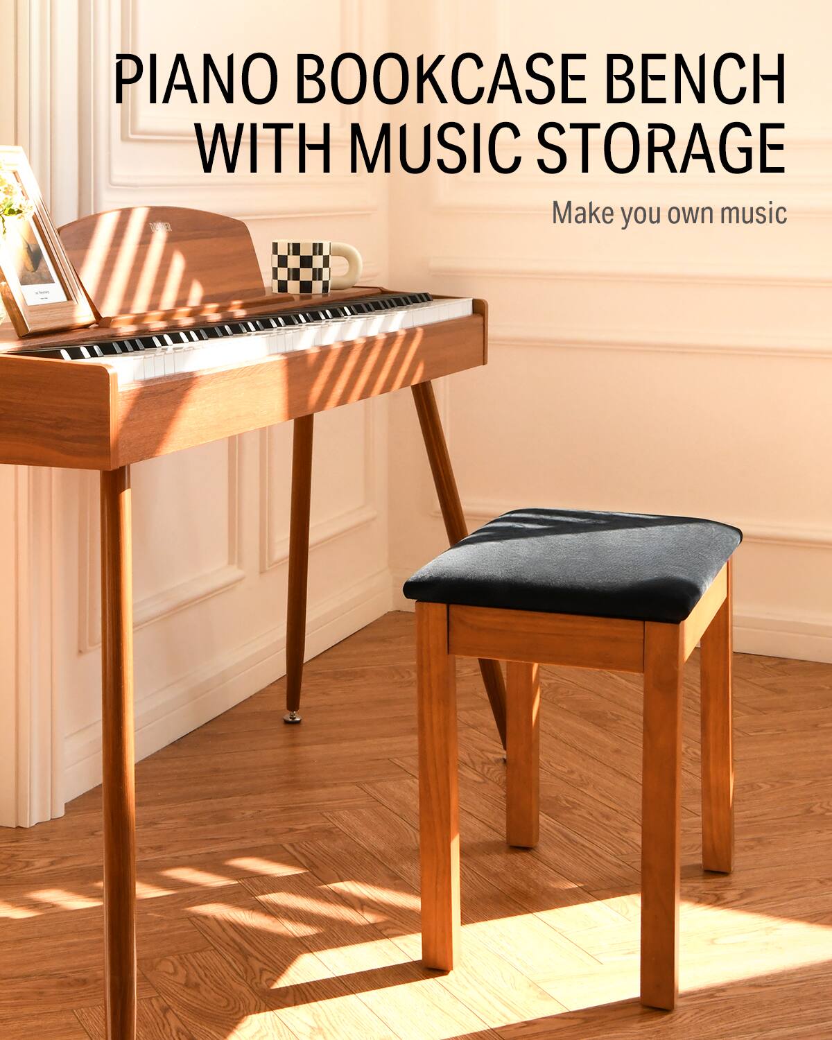 PIANO BOOKCASE BENCH WITH MUSIC STORAGE
Make you own music