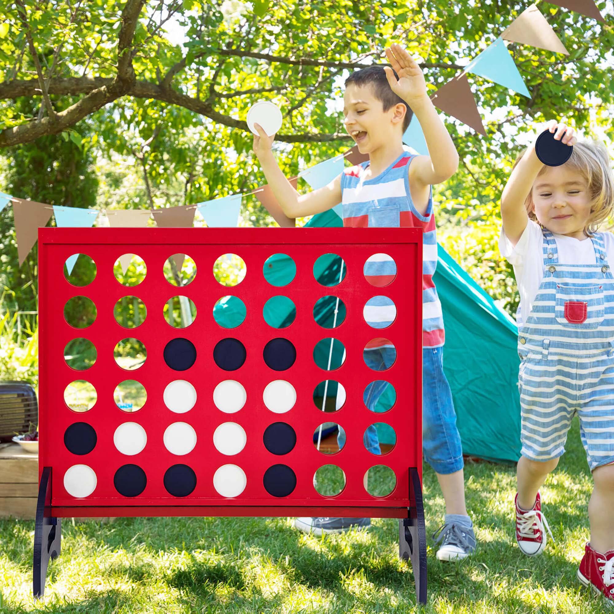 Alt View 1. Costway - Costway 4-in-a-row Game Set with 42 PCS Chips & 600D Oxford Fabric Carrying Bag Wooden - Red.