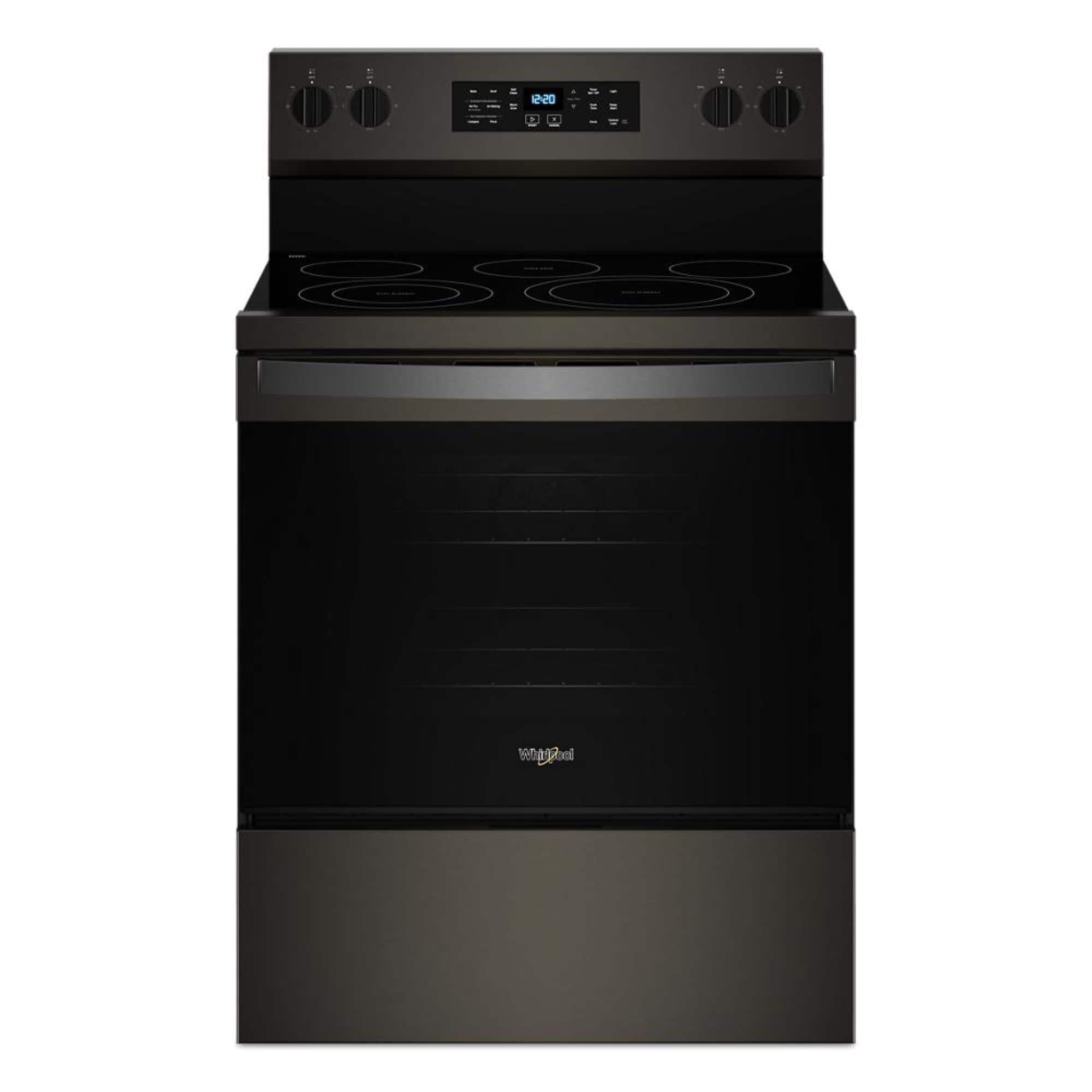 Front. Whirlpool - 5.3 Cu. Ft. Freestanding Electric Convection Range with No Preheat Air Fry and Air Baking - Black Stainless.