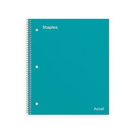 Staples - Premium 3-Subject Notebook, 8.5" x 11", College Ruled, 150 Sheets, Teal - Blue