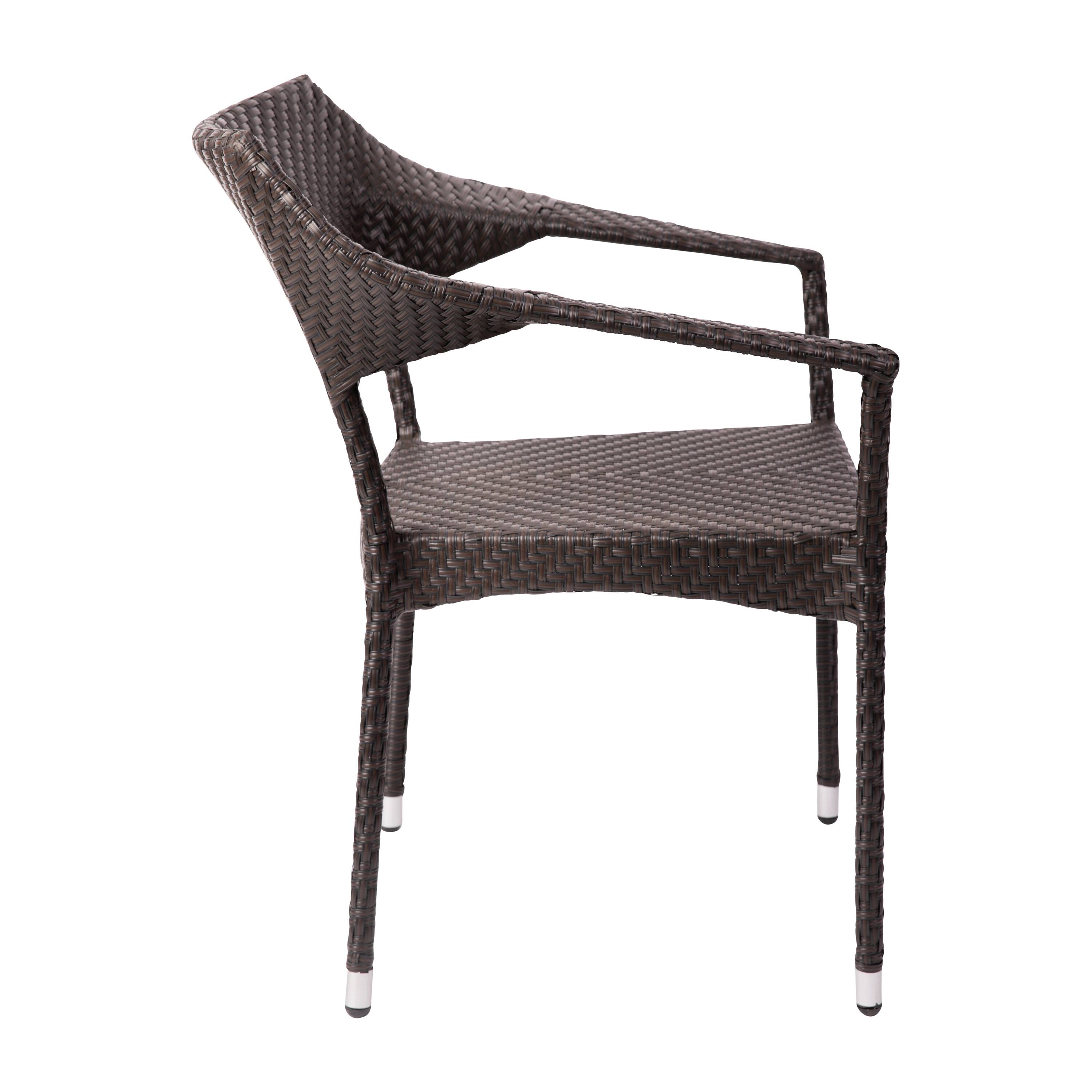 Alt View 8. Emma + Oliver - Shasta Modern All-Weather Patio Dining Chair with Fade and Weather Resistant PE Rattan and Reinforced Steel Frame - Espresso.