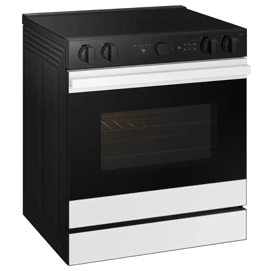 Alt View 18. Samsung - Bespoke Smart Slide-In Electric Range 6.3 cu. ft. with Air Sous Vide & Air Fry - White Glass.