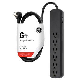 Dazzed Corner - 6 Ft Power Strip,6-Outlet Surge Protector - Black