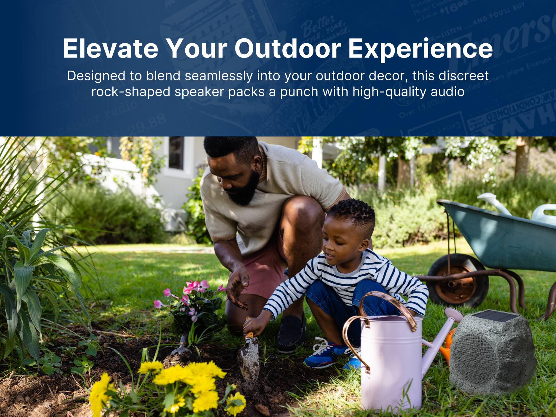 Elevate Your Outdoor Experience

Designed to blend seamlessly into your outdoor decor, this discreet rock-shaped speaker packs a punch with high-quality audio