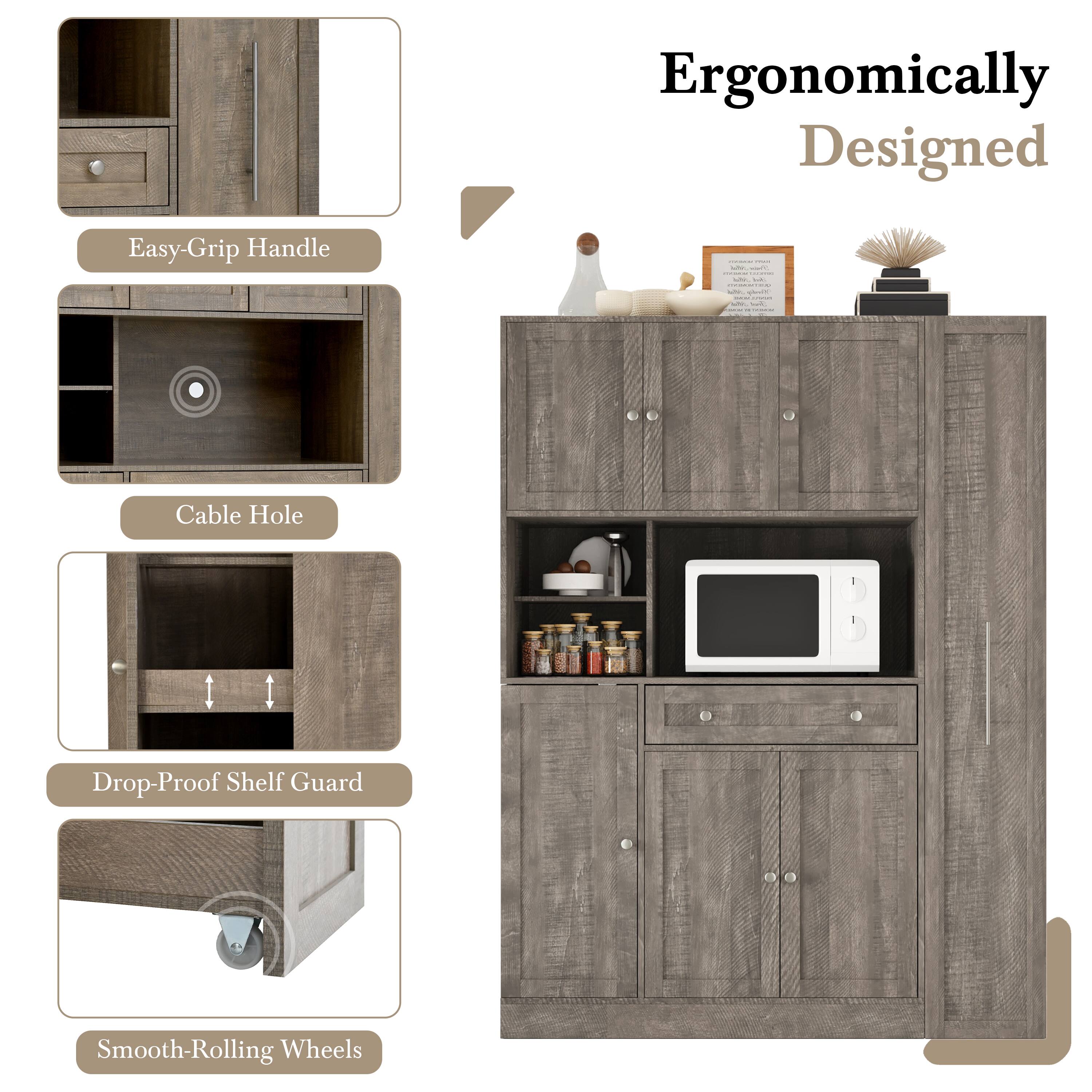 Ergonomically Designed Easy-Grip Handle | Cable Hole | Drop-Proof Shelf Guard | Smooth-Rolling Wheels