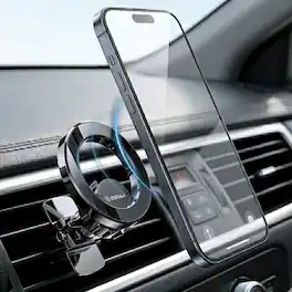 Esoulk - Magsafe Compatible Air Vent Magnetic Car Holder Mount with Magnetic Ring Adapter - Black