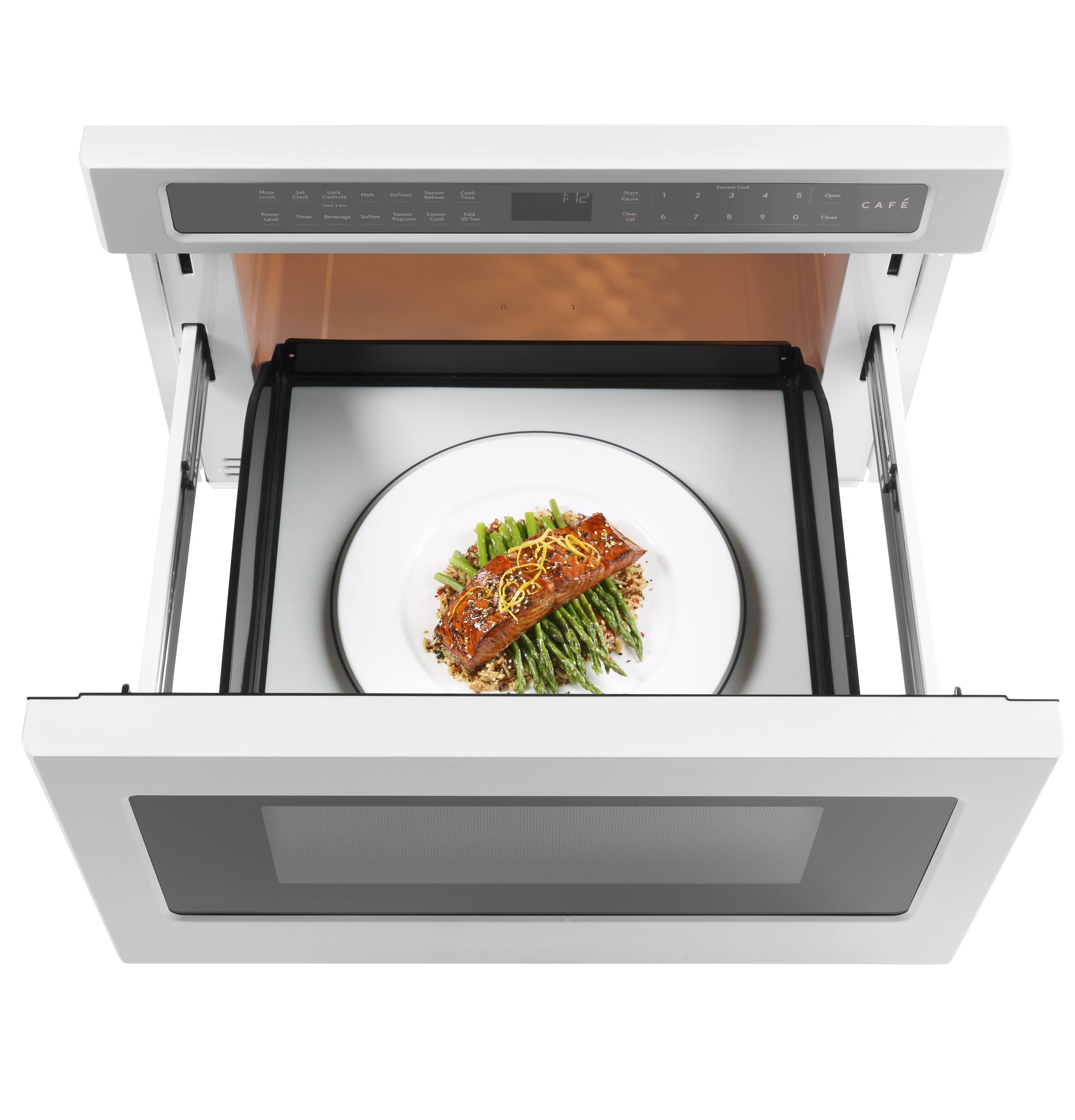 Alt View 13. Café - 1.2 Cu. Ft. Built-In Drawer Microwave with Sensor Cooking and Sensor Reheat - Matte White.