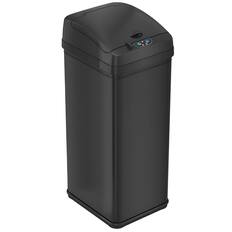 Front. iTouchless - iTouchless 13 Gallon Stainless Steel Sensor Kitchen Trash Can with AbsorbX Odor Filter - Black.