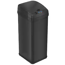 iTouchless - 13 Gallon Stainless Steel Sensor Kitchen Trash Can with AbsorbX Odor Filter - Black