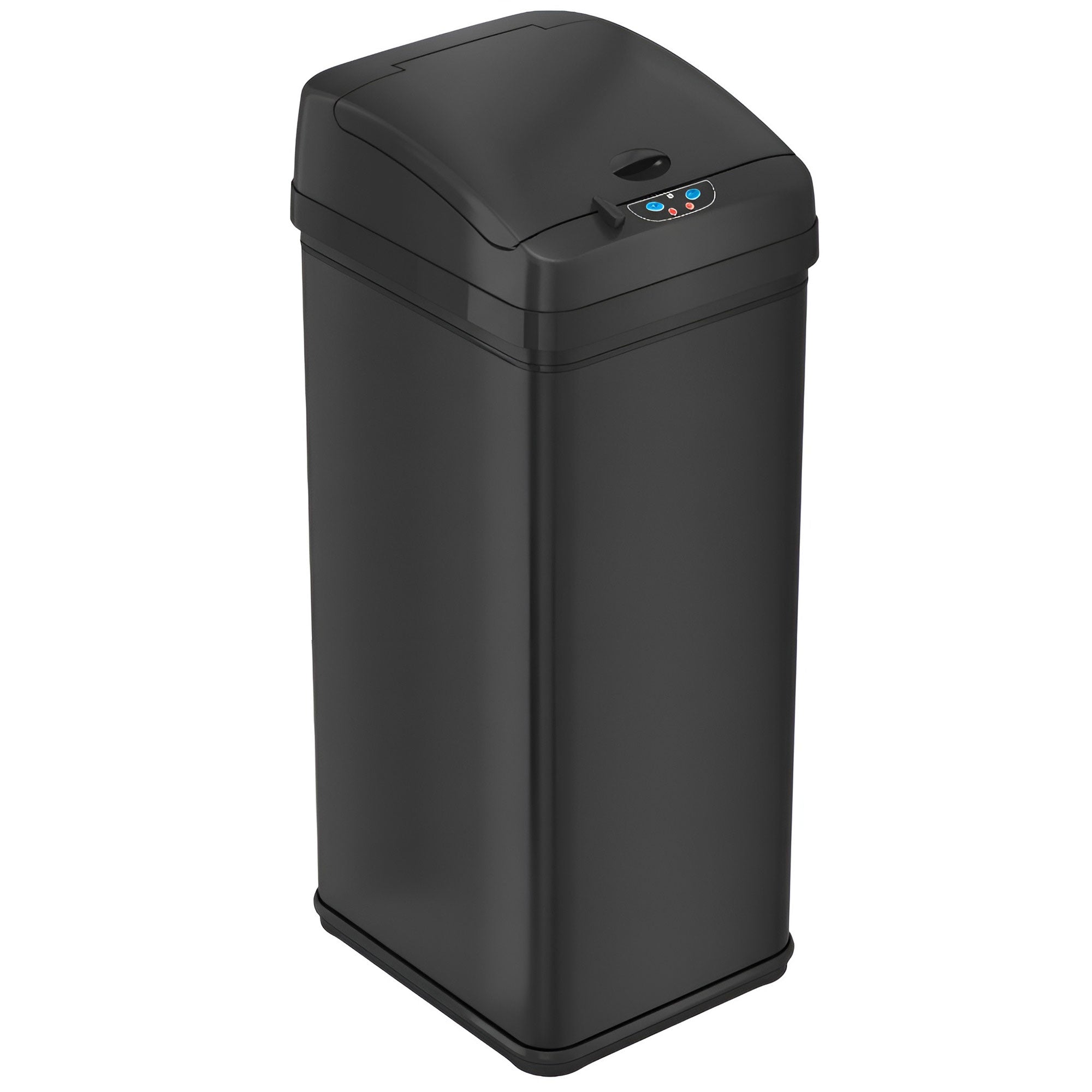 Front. iTouchless - iTouchless 13 Gallon Stainless Steel Sensor Kitchen Trash Can with AbsorbX Odor Filter - Black.