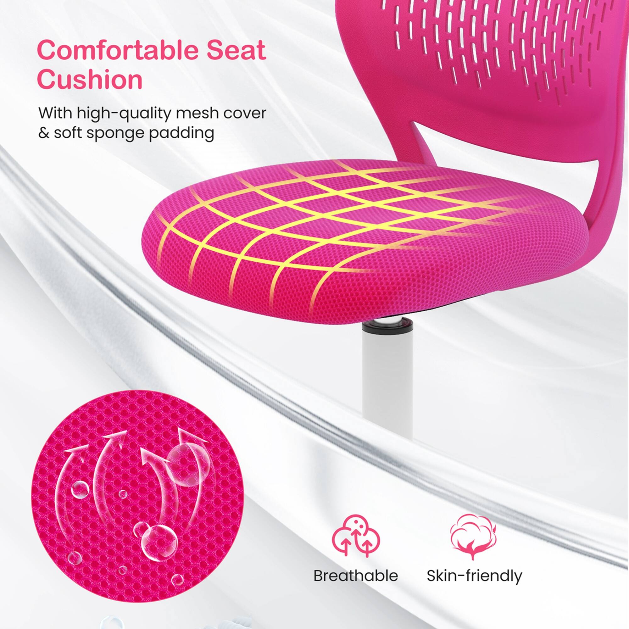 Comfortable Seat Cushion With high-quality mesh cover & soft sponge padding Breathable Skin-friendly