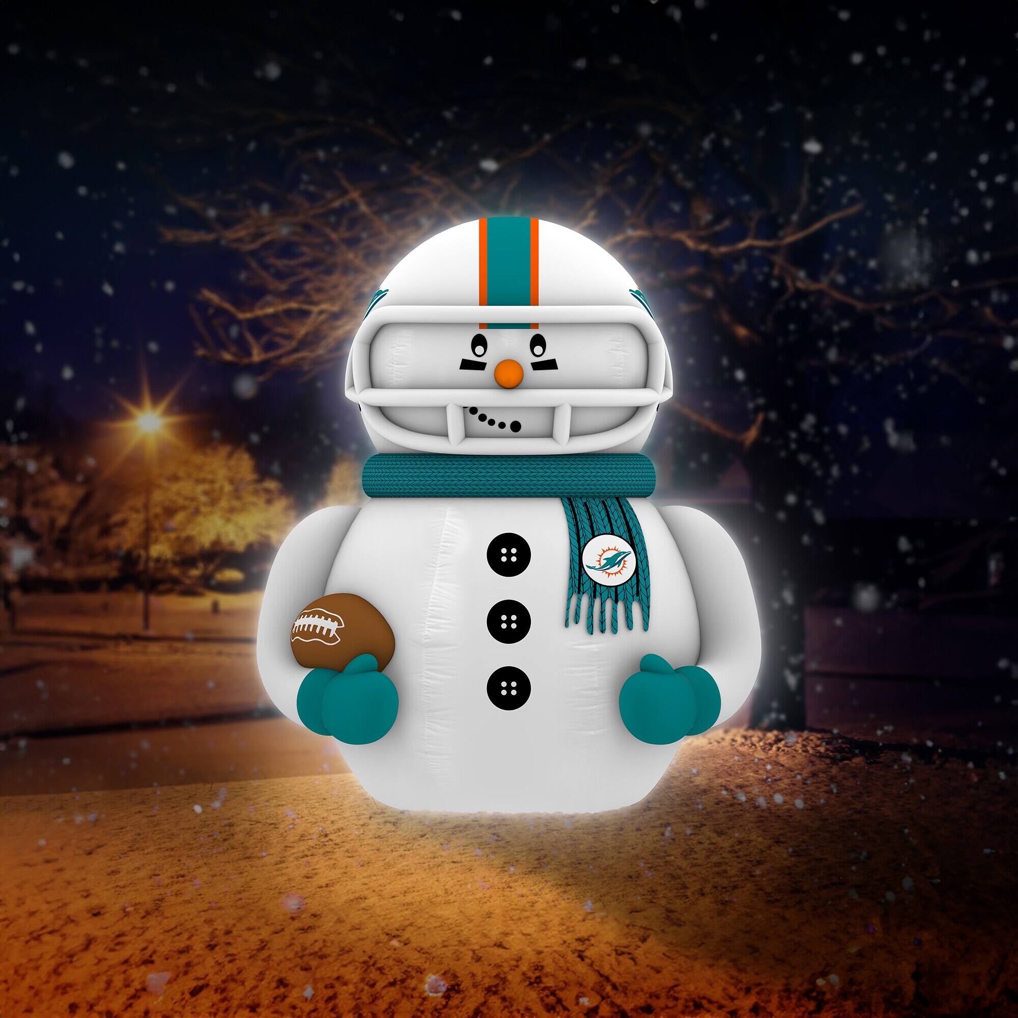 Alt View 3. Sporticulture - Miami Dolphins 7' Inflatable Snowman Player - White.