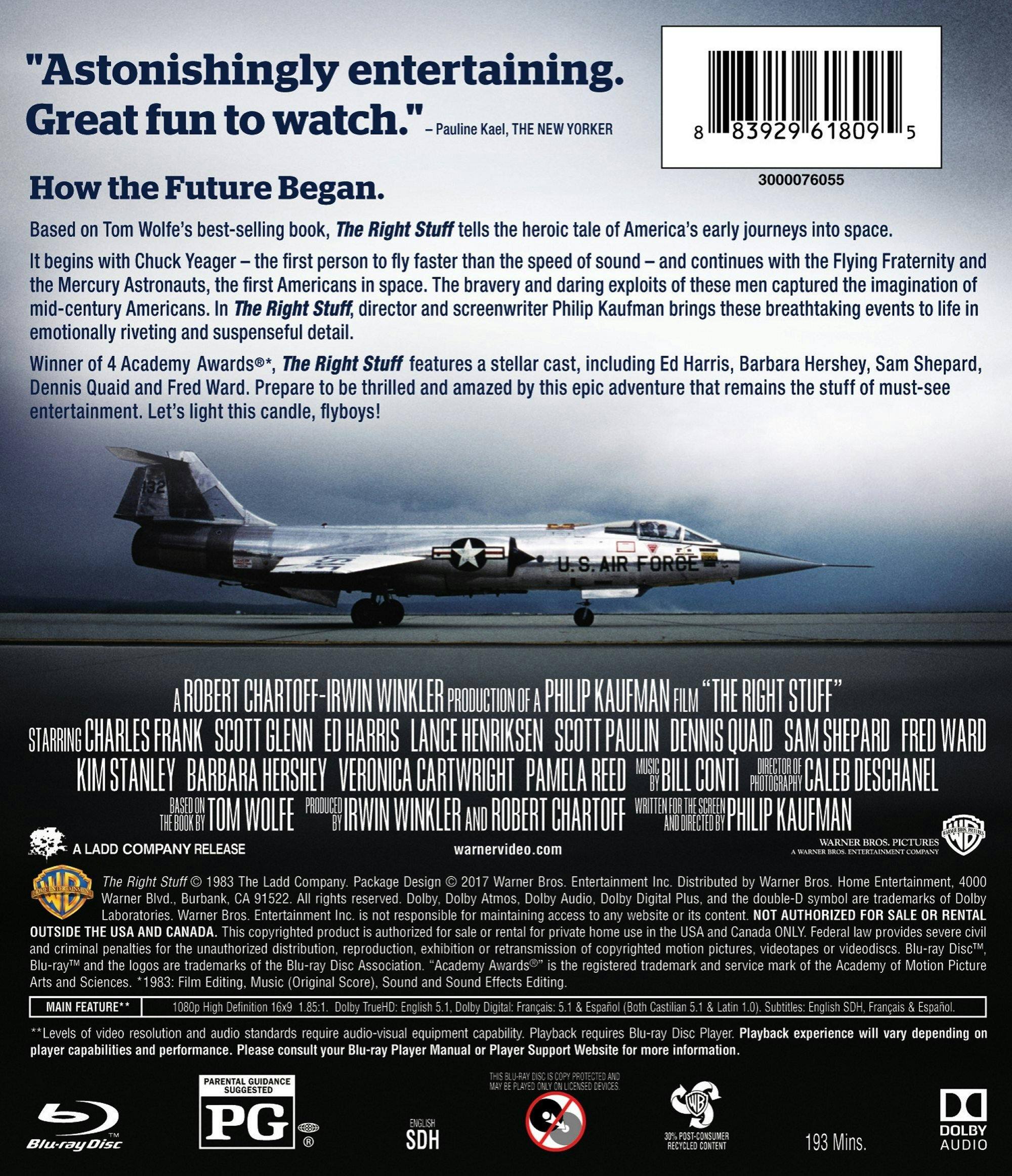 Back. The Right Stuff (Blu-ray New Box Art) [Blu-ray].