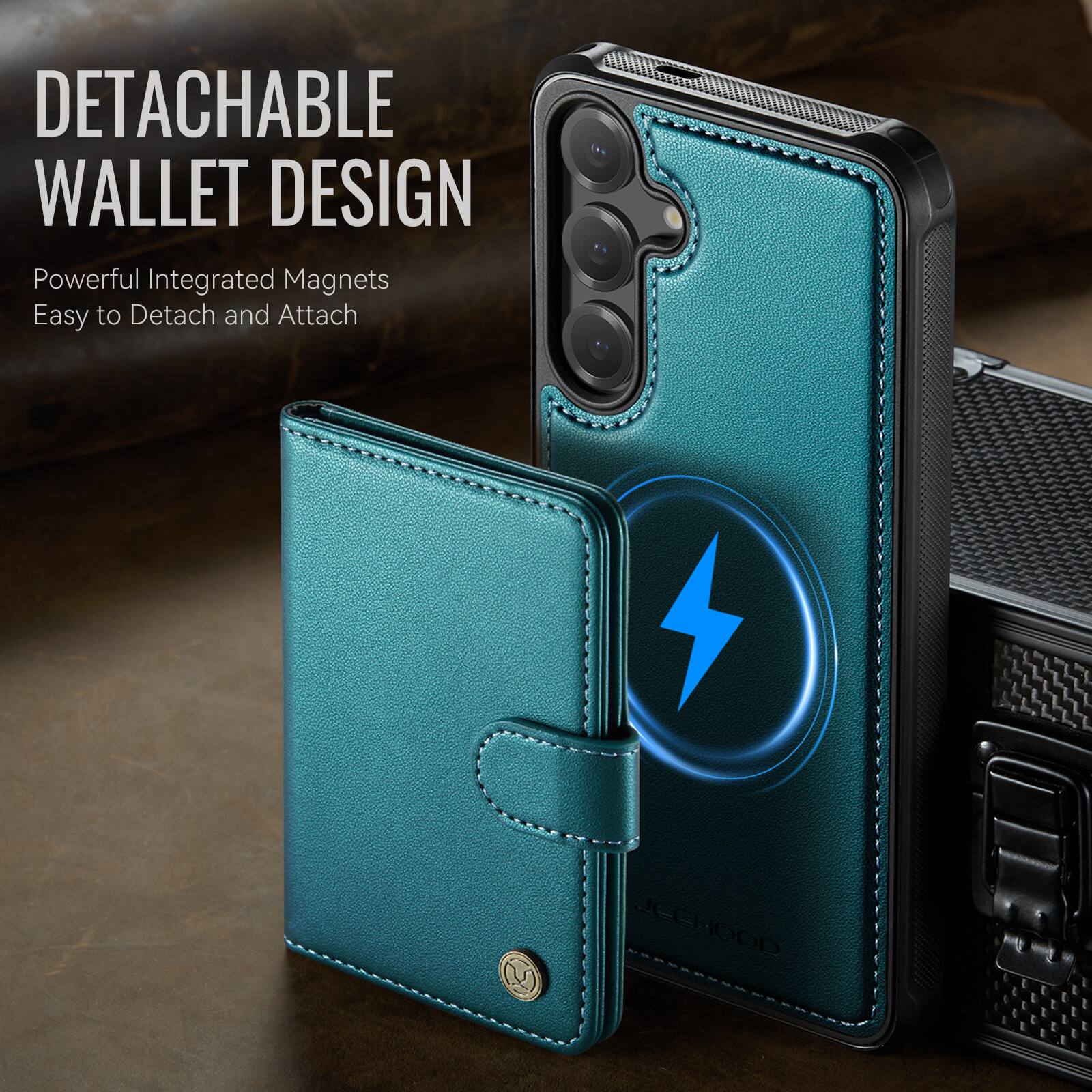 DETACHABLE WALLET DESIGN  
Powerful Integrated Magnets  
Easy to Detach and Attach  

JCCHOOP