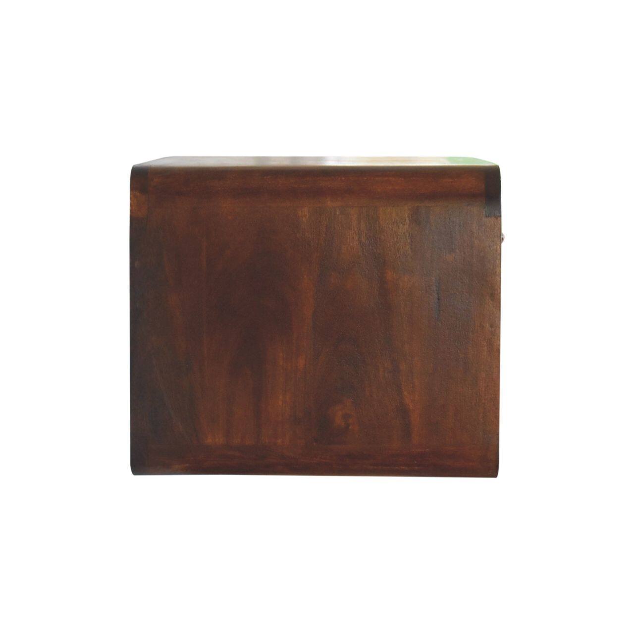 Alt View 4. Artisan Furniture - Artisan Furniture Solid Wood Large Chestnut Curve Floating Bedside, 1 Drawer, 1 Open Slot, Dark Brown - Chestnut.