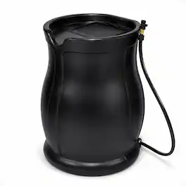 FCMP Outdoor - Catalina 45 Gallon Water Catcher Rain Barrel w/ Flat Back - Black