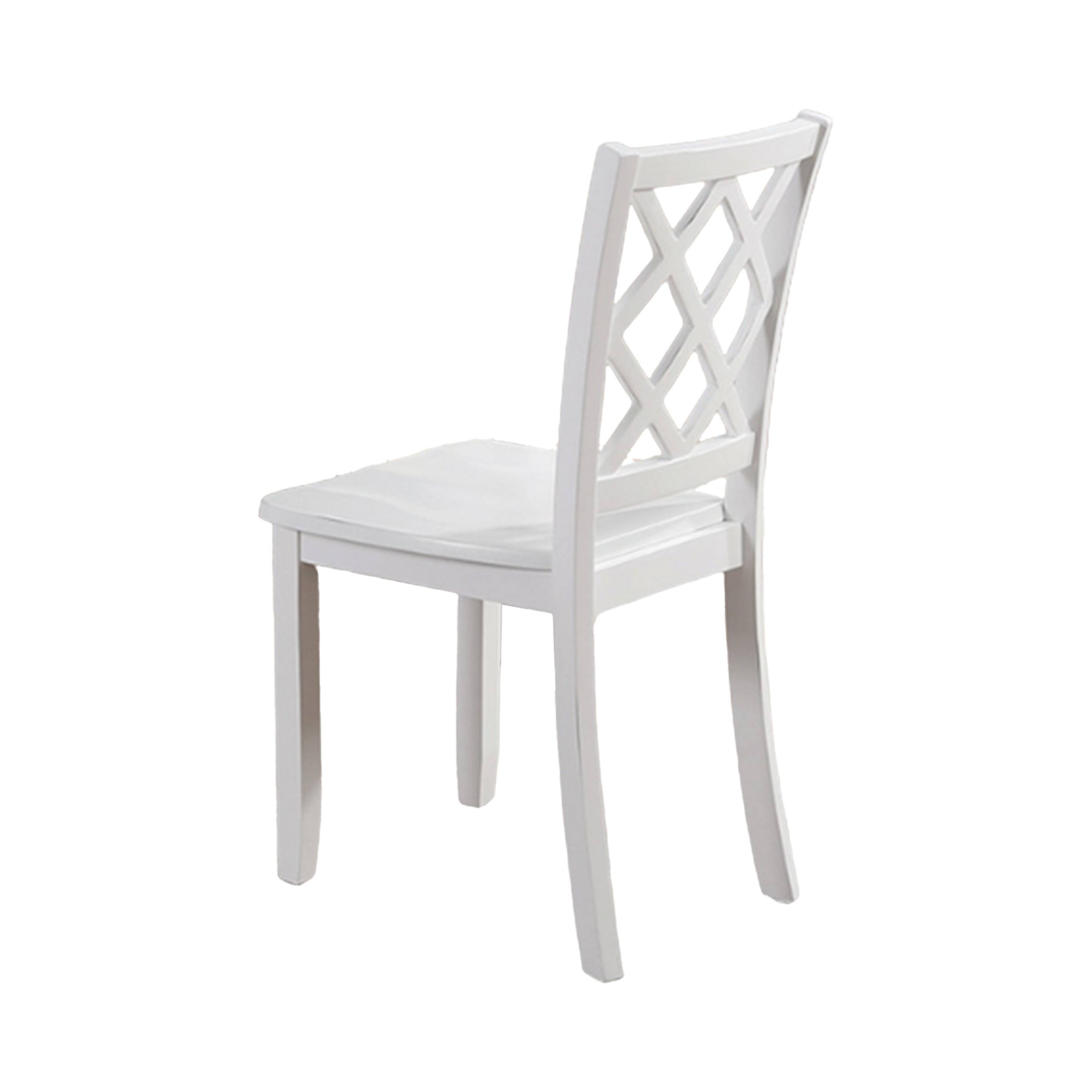 Alt View 3. Manhattan Lane - Ziko 5 Piece Dining Table Set, 4 Crossed Back Chairs, White Solid Wood - White.