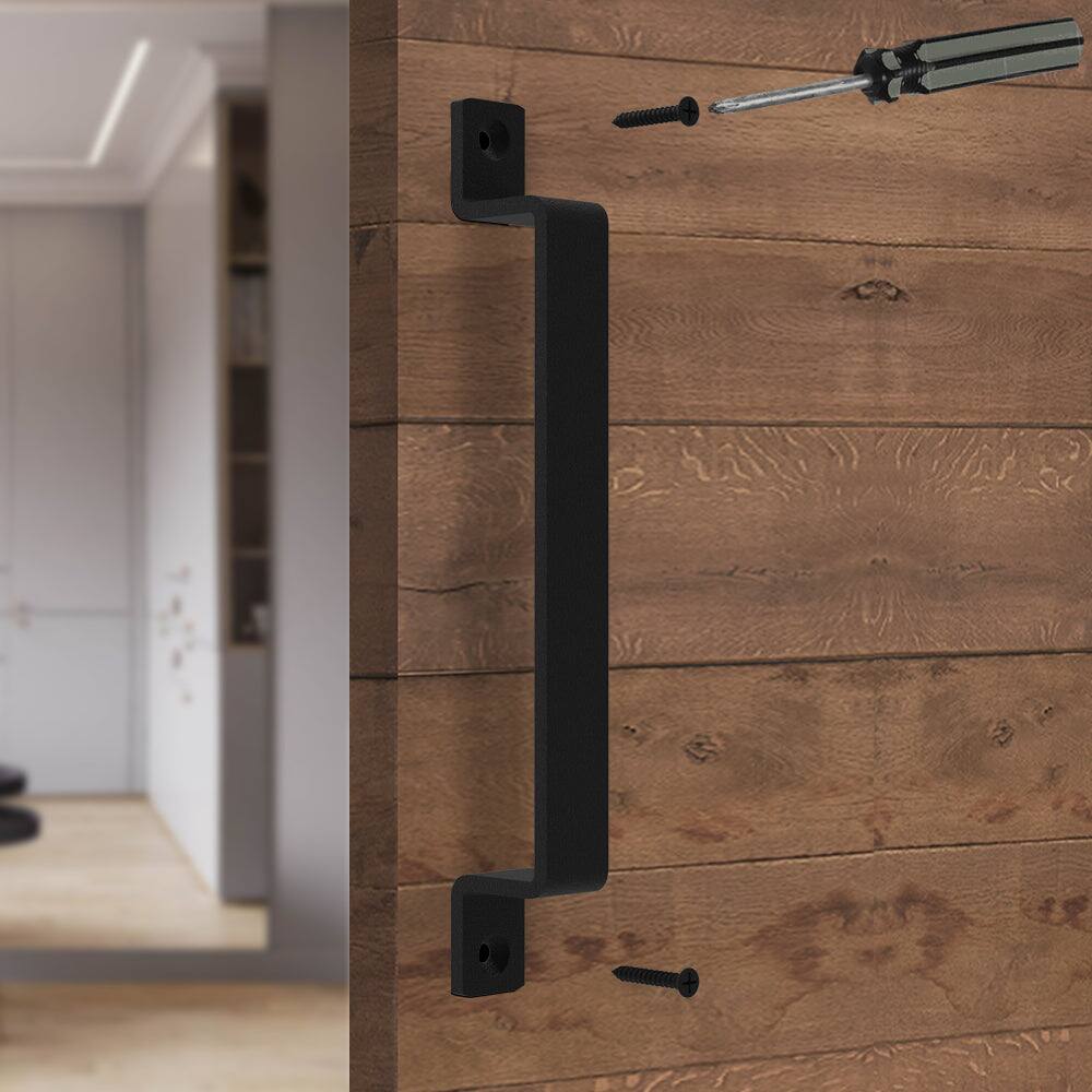 Alt View 3. Boyel Living - 10 in. Black Steel Sliding Barn Door Handle with Screw Accessories - Black.