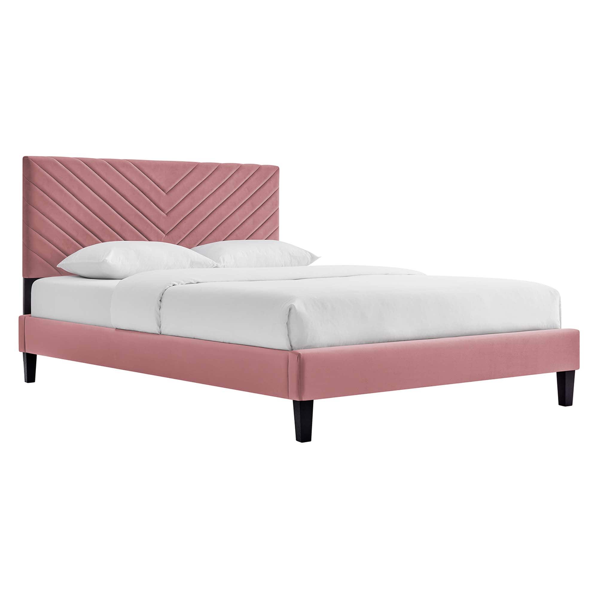 Modway - Roxanne Performance Velvet Queen Platform Bed - Red