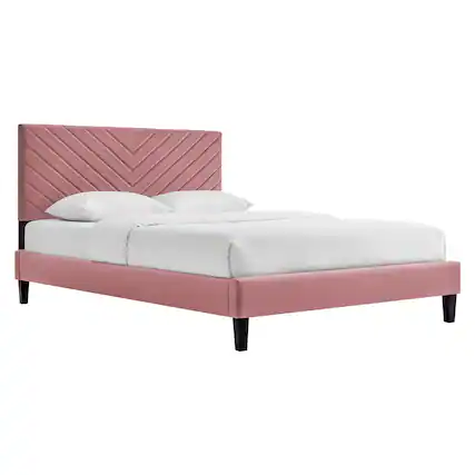 Front. Modway - Roxanne Performance Velvet Queen Platform Bed - Red.