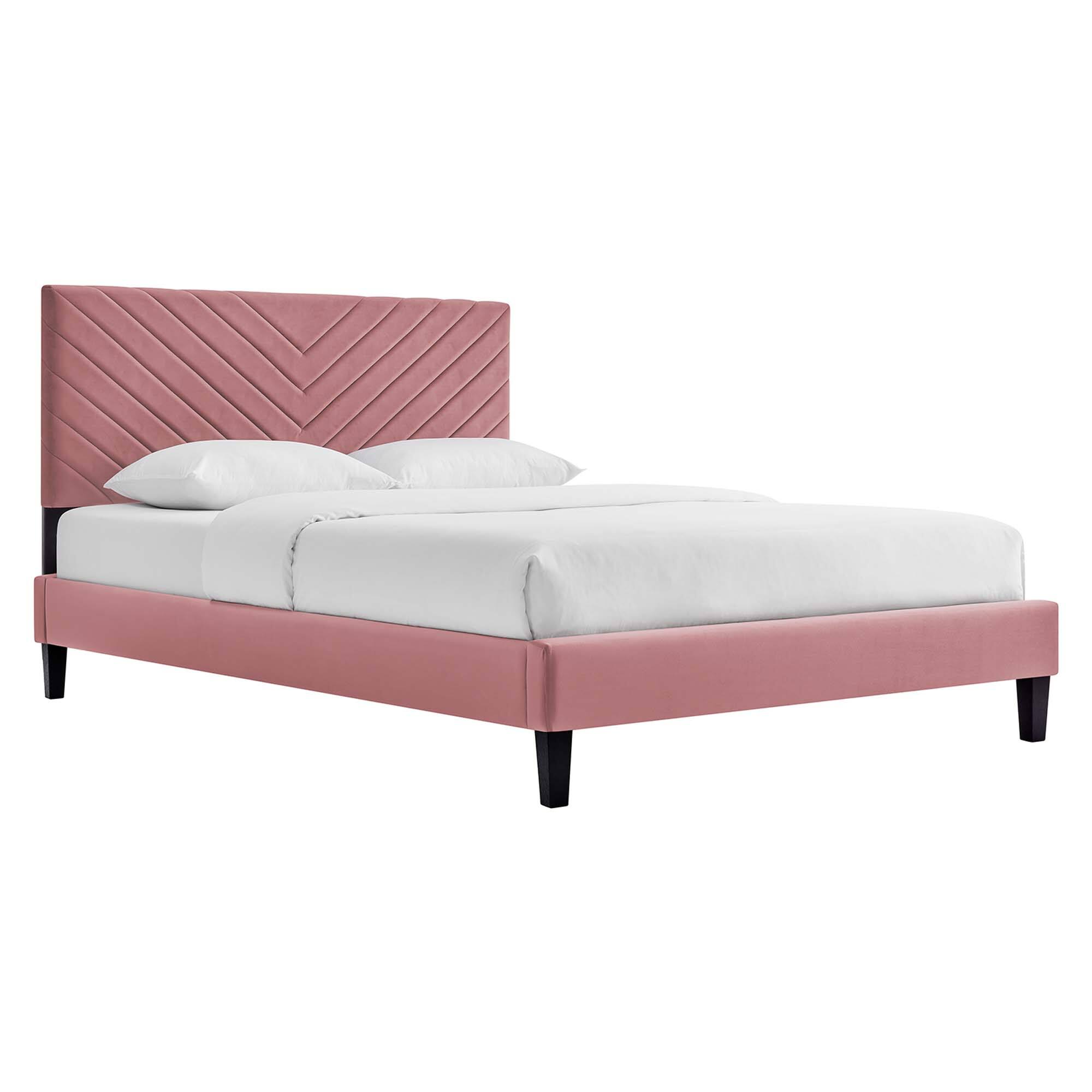 Front. Modway - Roxanne Performance Velvet Queen Platform Bed - Red.