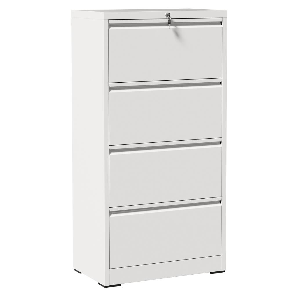 Alt View 9. Loheer - Loheer 4 Drawer Lateral File Cabinet with Lock White Steel Storage for Home Office Letter Legal A4.