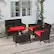 Alt View 2. Costway - 4 PCS Patio Furniture Set with Washable Cushions and Tempered Glass Coffee Table - Mix Brown,Red.