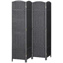 PULUZ - Folding Room Divider Screen 4 Panel 5.6 ' Tall Privacy Screen Freestanding Room Partition for Home Office - Charcoal Gray