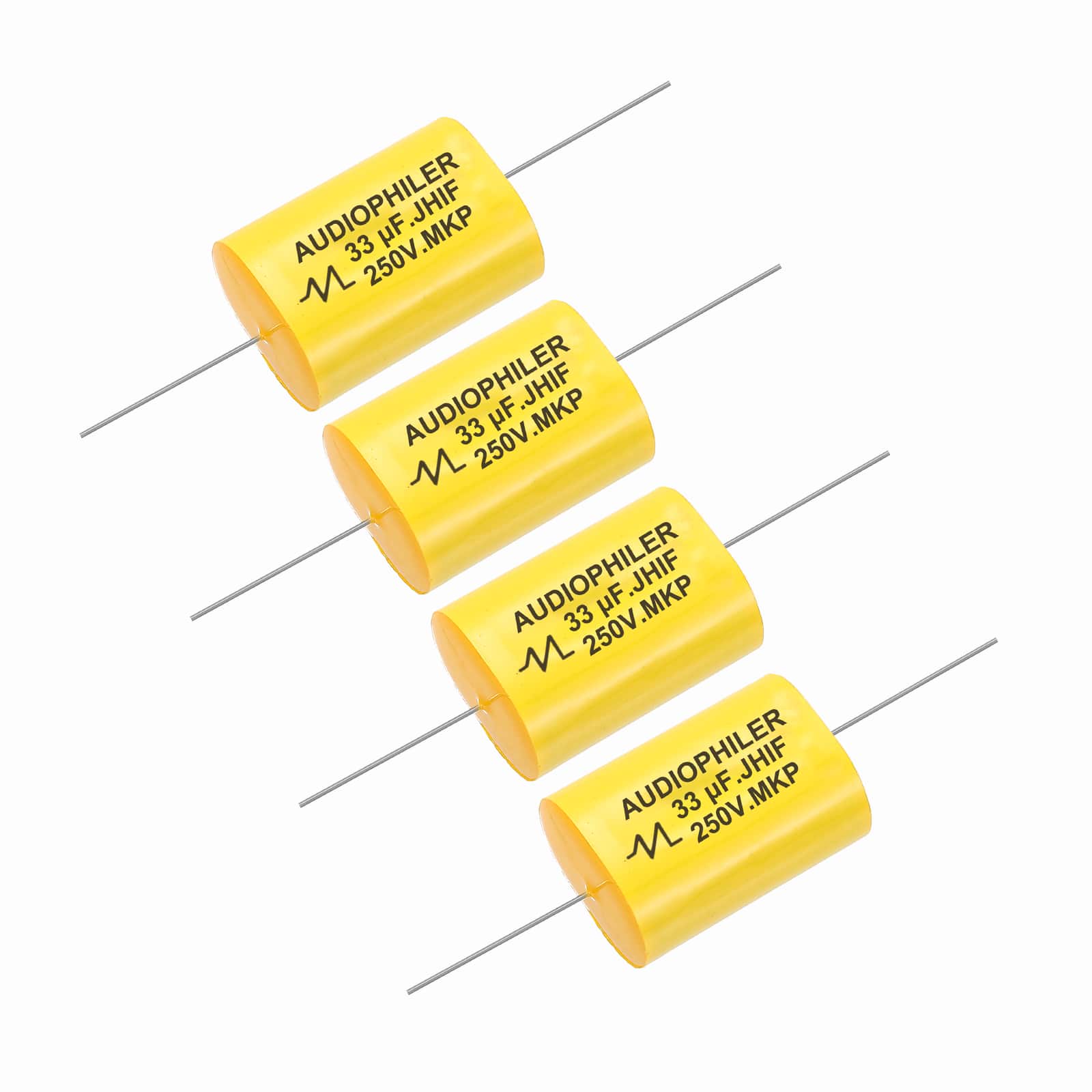 Unique Bargains - 4pcs 33uF High-Frequency Divider Capacitor, 254V Audio Speaker Crossover Non-Polarity Polypropylene MKP Film Capacitors - Yellow price history on PriceWatchPro