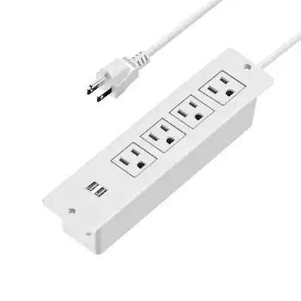 Front. Cluzine - Recessed Multi-Function Power Strip with USB Ports, Multi-Outlet Desktop Power Socket, Hidden Plug-in Board - White.