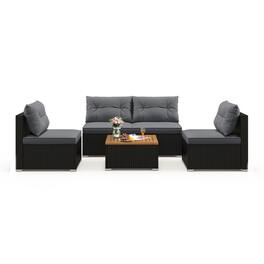 Boyel Living - 5 Piece Outdoor Furniture Set with Solid Tabletop and Soft Cushions- 250-in W x 270-in D x 250-in H - Gray