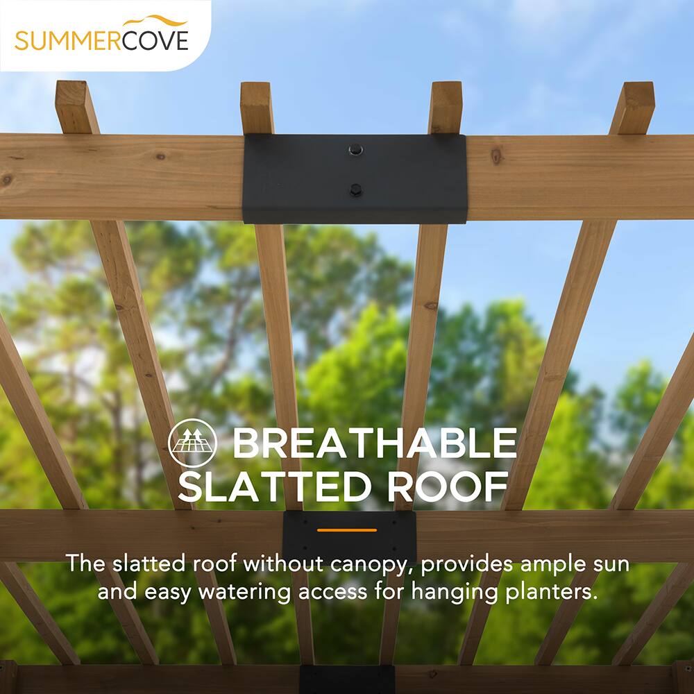 SUMMERCOVE  
BREATHABLE SLATTED ROOF  
The slatted roof without canopy, provides ample sun and easy watering access for hanging planters.