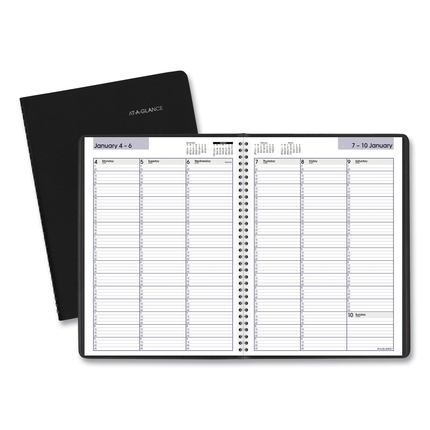 AT-A-GLANCE - DayMinder Weekly Appointment Book Vertical Column Format 11 x 8 Black Cover 12 Month Jan to Dec 2026
