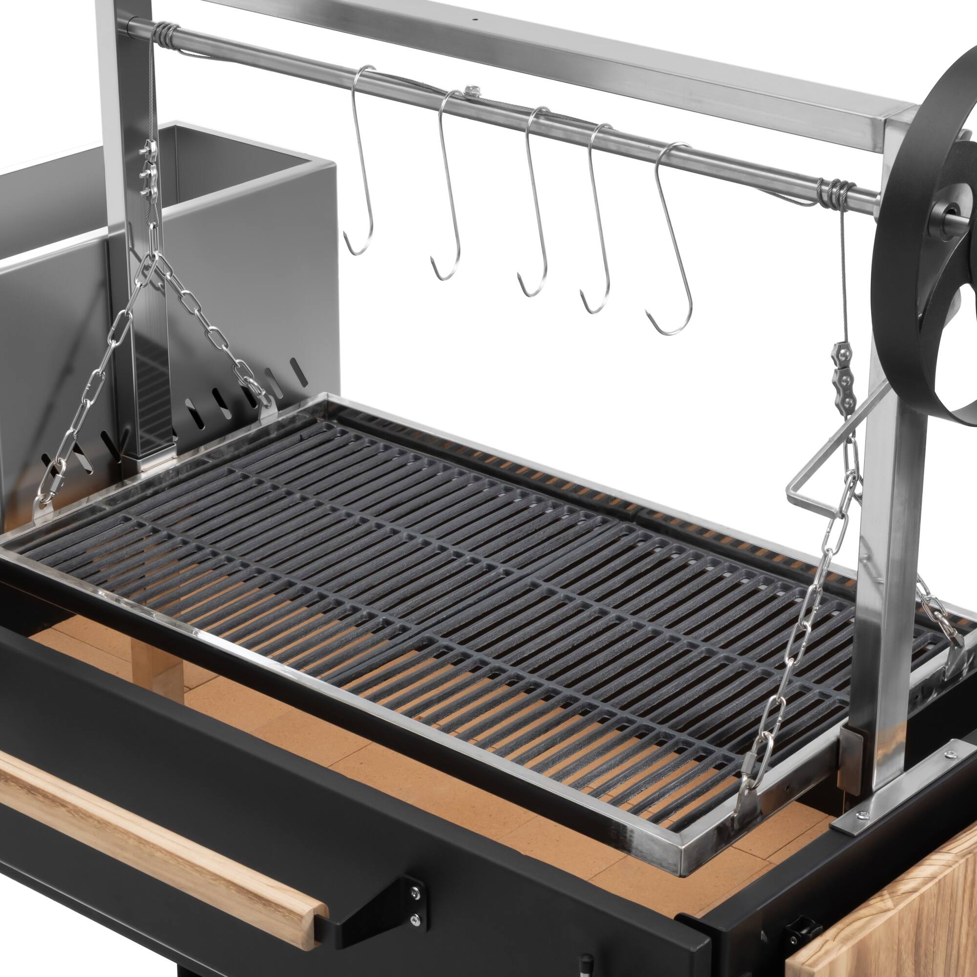 Alt View 5. Koolmore - 72 in. Argentine Santa Maria Charcoal and Wood Grill, Adjustable Outdoor BBQ, in Black (KM-OG-AW-72) - Black.