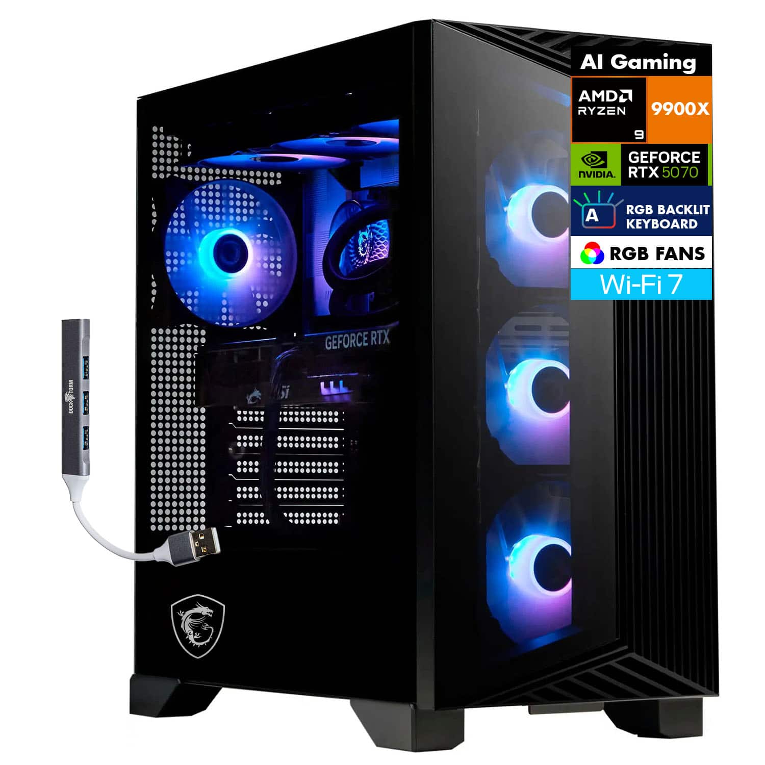 MSI Aegis ZS2 Desktop PC (AMD Ryzen 9 9900X, 64GB DDR5, 2TB PCIe