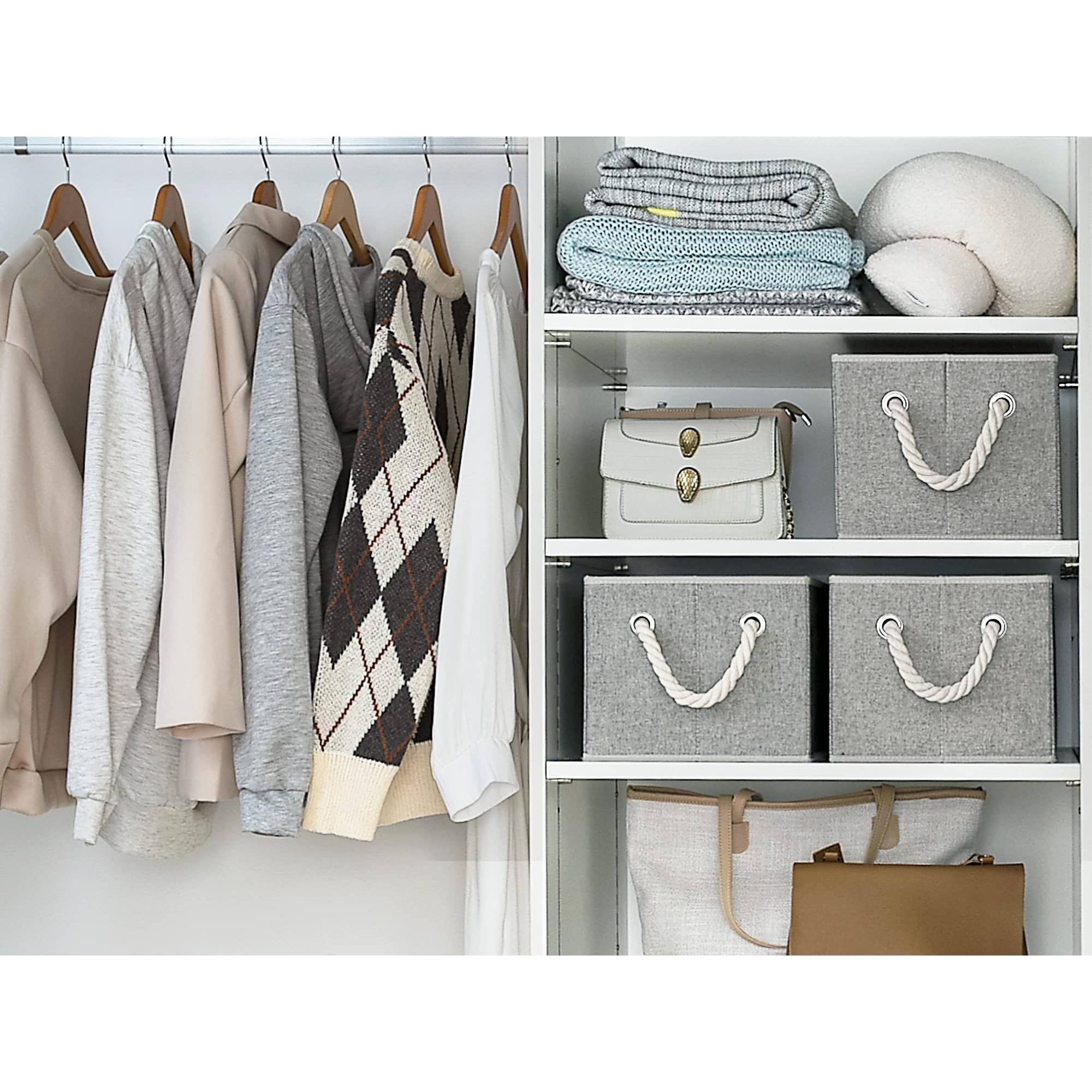 Alt View 5. Dapper Styles - Storage Baskets For Shelves Foldable Fabric Closet Bins With Handles Clothes Organizer 3-pack - Gray-14 ¾" L x 10 ¼" W x 8" H.