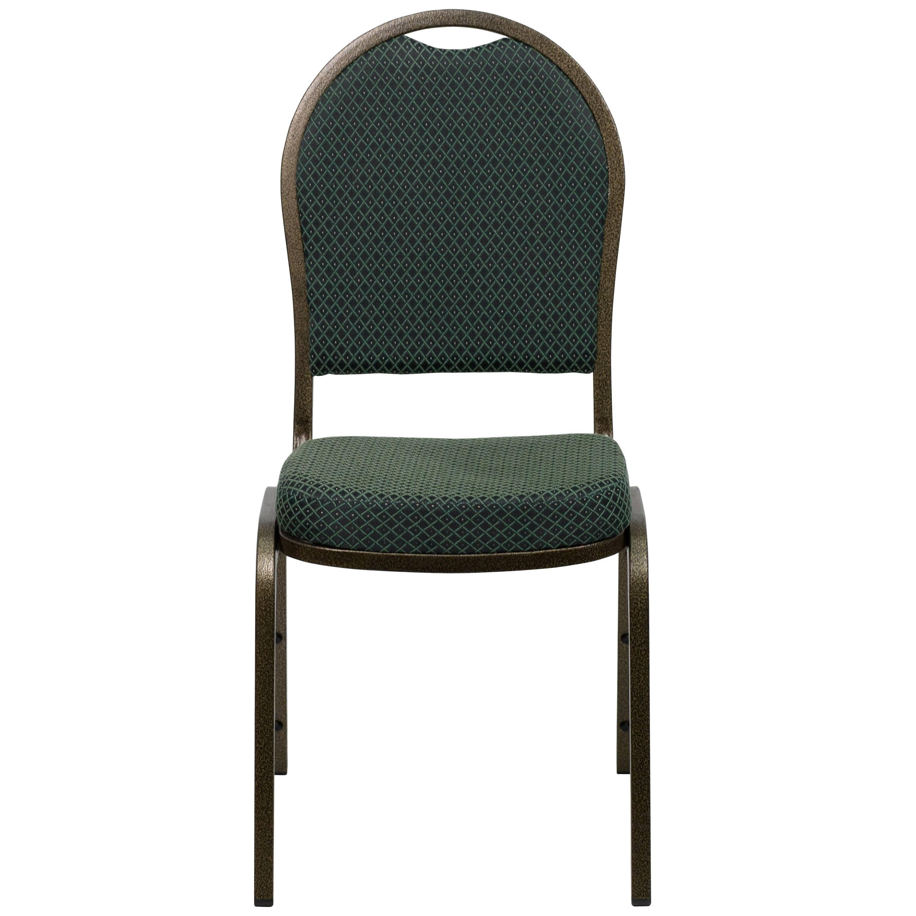 Alt View 7. Emma + Oliver - Dome Back Stacking Banquet Dining Chair - Green Patterned Fabric/Gold Vein Frame.