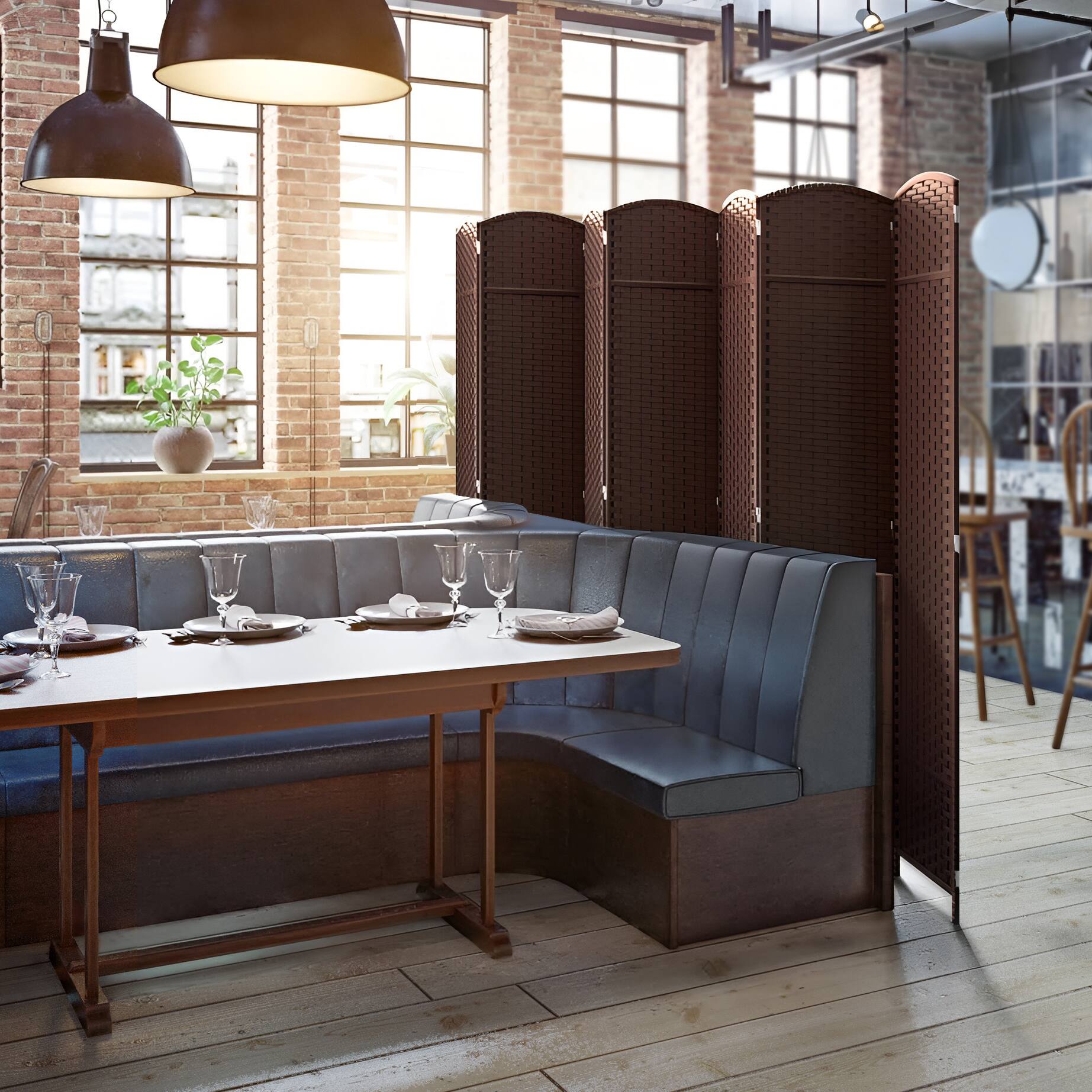 Alt View 6. Sorbus - Sorbus Extra Wide Double Hinged 7-Panels Partition Room Dividers, Chocolate - Chocolate.