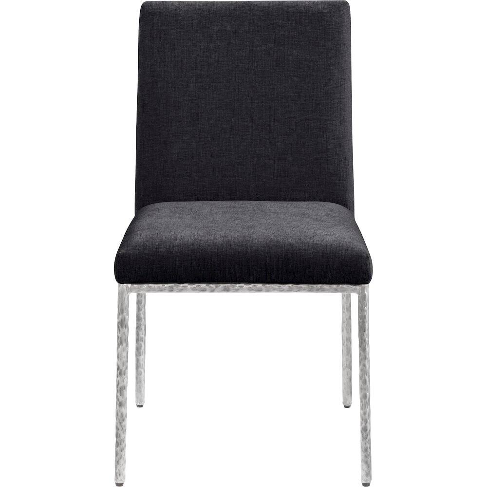 Alt View 2. Meridian Furniture - Reeves Black Chenille Fabric Upholstered Dining Side Chair, Set of 2 - Silver.