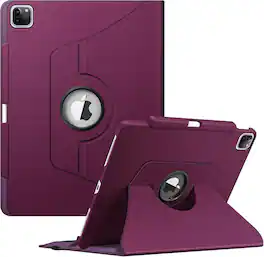 Fintie - Rotating Case for iPad Pro 12.9 6th/5th/4th/3rd Generation 360° Swivel Stand Shockproof Protective Cover Sleep/Wake - Purple