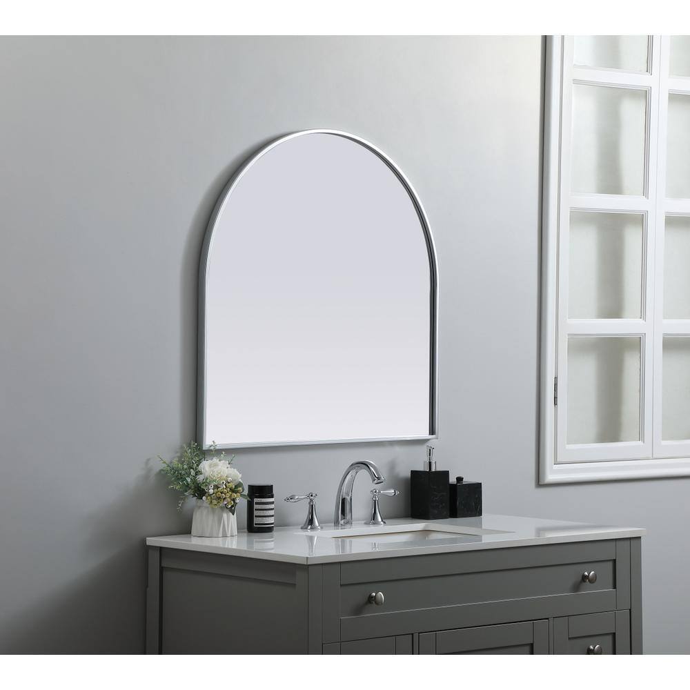 Alt View 2. Elegant Decor - Metal Frame Arch Mirror 30x30 Inch in Silver - Silver.