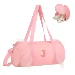 Unique Bargains - Small Cute Personalized Lace Dance Bag with Adjustable Strap and Shoe Compartment for Ballet Yoga Travel Duffel - Pink-J