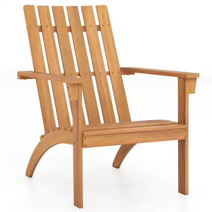 Front. Costway - Costway 1 PCS Patio Adirondack Chair with Inclined Seat High Backrest for Porch Backyard Poolside - Natural.